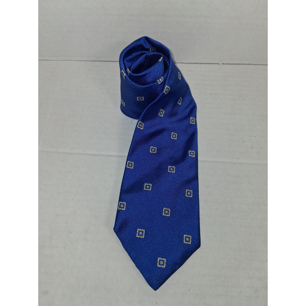 Brooks Brothers "346" Blue Geometric‎ Pattern Silk Necktie Mens Fashion